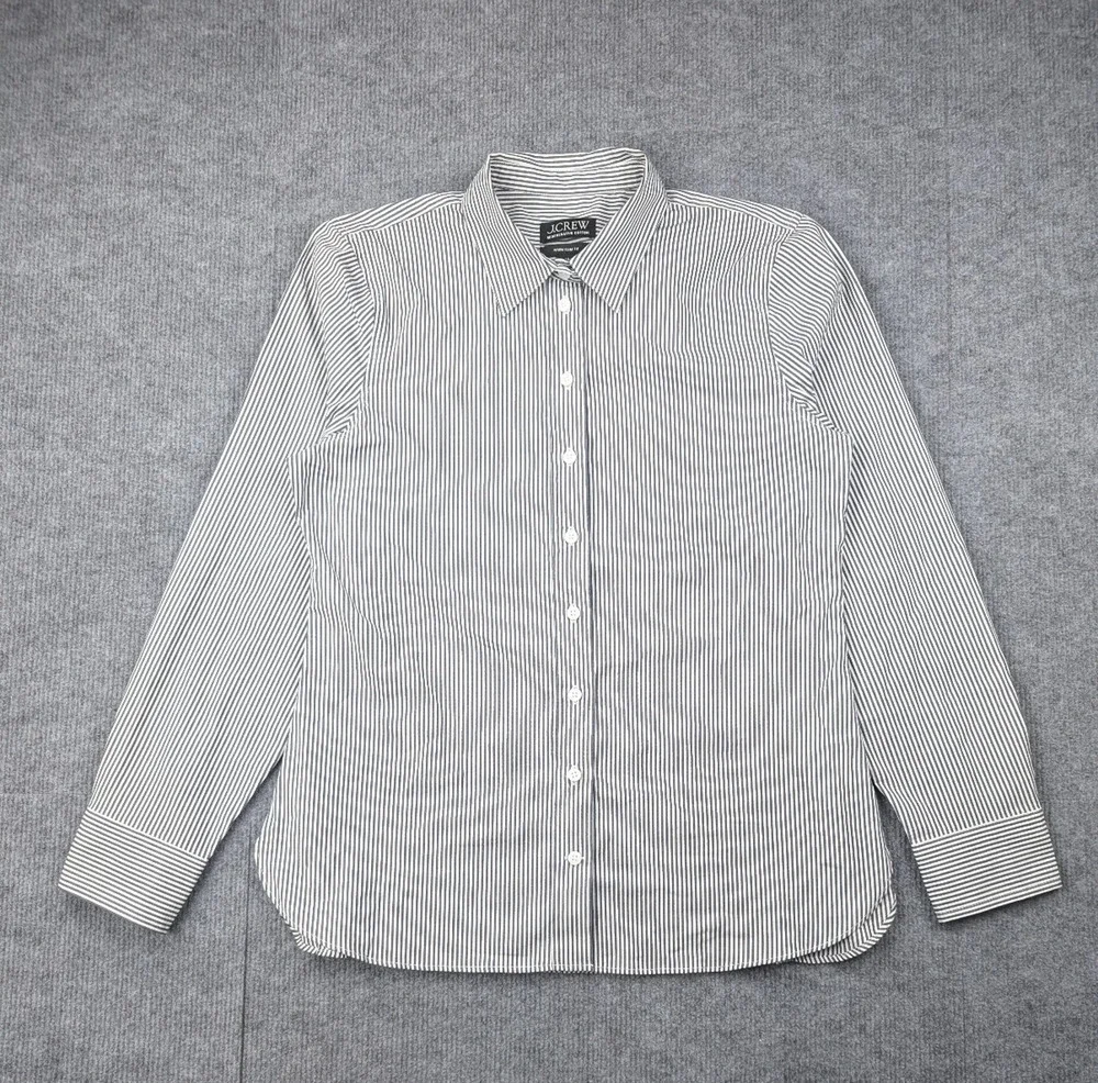J Crew Wren Slim FIt Button Up Shirt Womens 10 Striped Quiet Luxury Regenerative